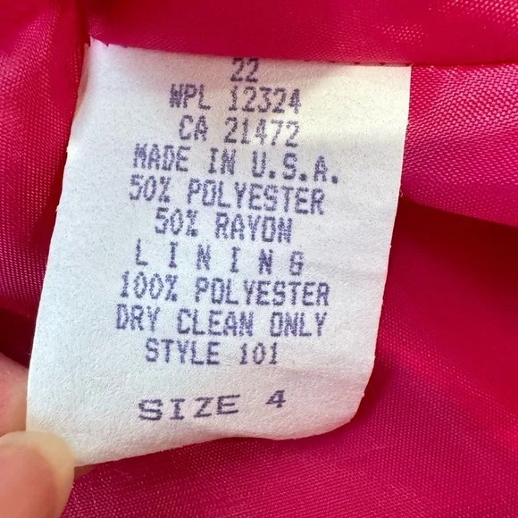 Vintage 1980s Howard Wolf Sheath Dress Short Sleeves Fuchsia Pink & White Size 4 - Picture 11 of 11